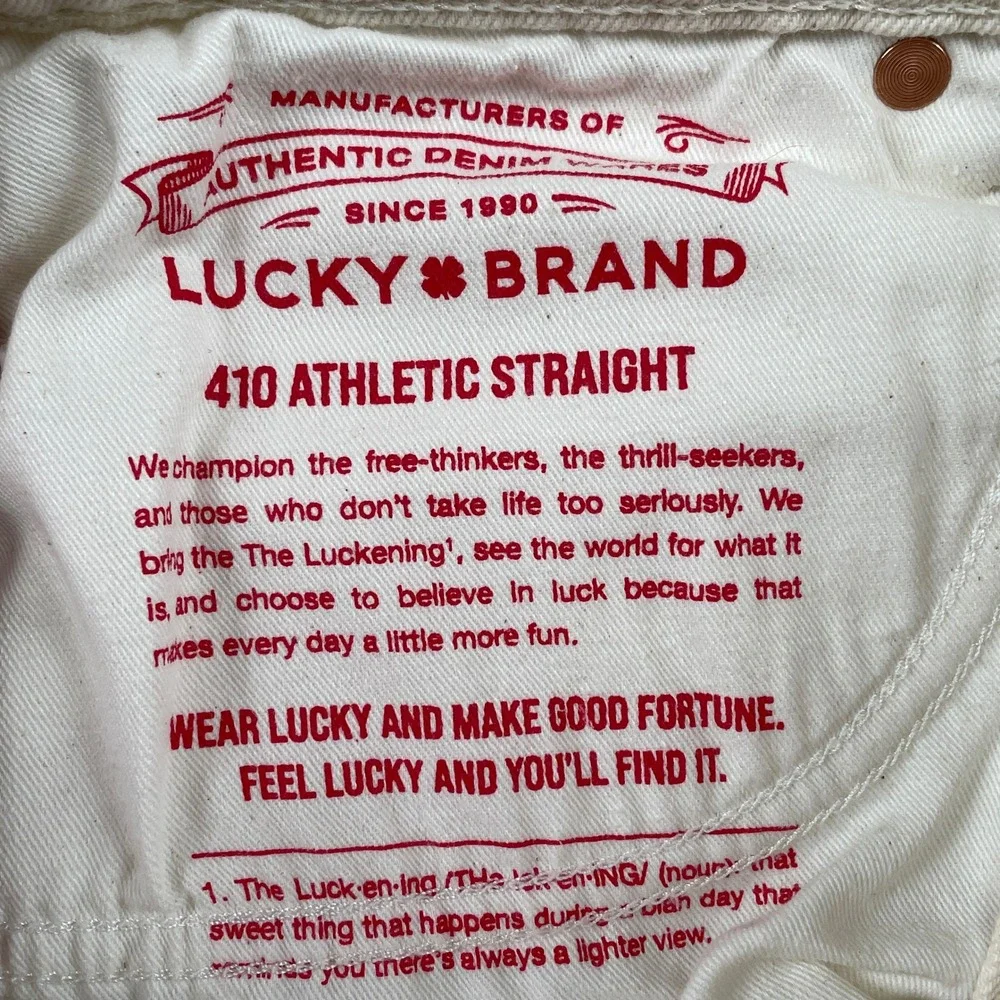 Lucky Brand Jeans Mens 30x32 Cream 410 Athletic Straight Stretch Denim Pants